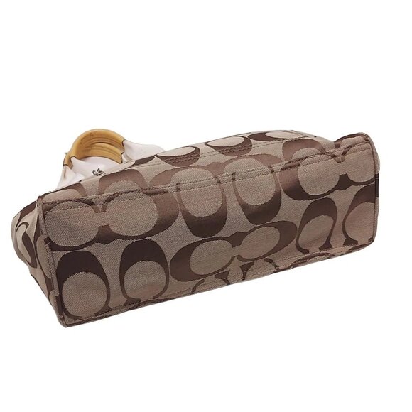 COACH Daisy Signature Large Tote F14878 Khaki Yellow White Jacquard - - Picture 4 of 9